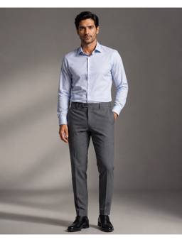 Denro - Grey Men Tailored Fit Stretch Formal Trouser