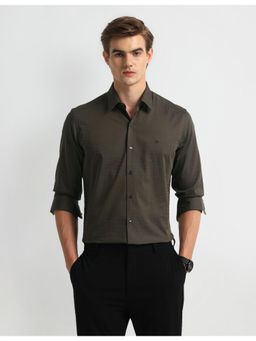 Arrow - Solid Green Full Sleeves Collar Neck Shirt