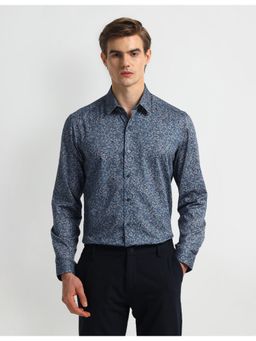 Arrow - Floral Blue Full Sleeves Collar Neck Shirt