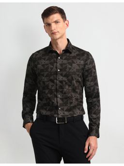 Arrow - Geometric Black Full Sleeves Collar Neck Shirt