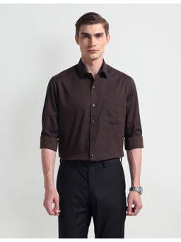 Arrow - Self Design Purple Full Sleeves Collar Neck Shirt