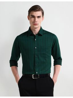 Arrow - Stripes Green Full Sleeves Collar Neck Shirt