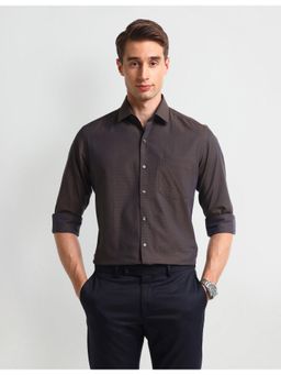 Arrow - Self Design Purple Full Sleeves Collar Neck Shirt