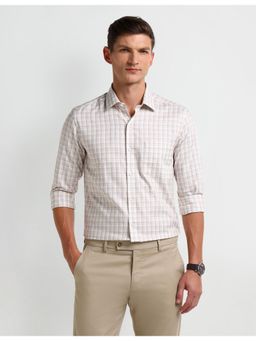 Arrow - Checks Beige Full Sleeves Collar Neck Shirt