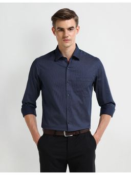 Arrow - Geometric Blue Full Sleeves Collar Neck Shirt