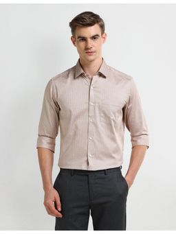 Arrow - Printed Brown Full Sleeves Collar Neck Shirt