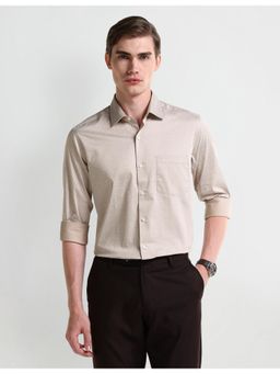 Arrow - Printed Beige Full Sleeves Collar Neck Shirt