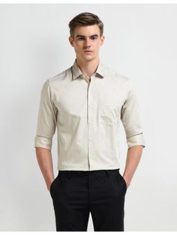 Arrow - Printed Beige Full Sleeves Collar Neck Shirt