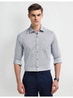 Arrow - Printed Blue Full Sleeves Collar Neck Shirt