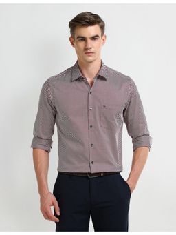 Arrow - Geometric Maroon Full Sleeves Collar Neck Shirt