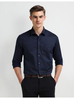 Arrow - Geometric Blue Full Sleeves Collar Neck Shirt