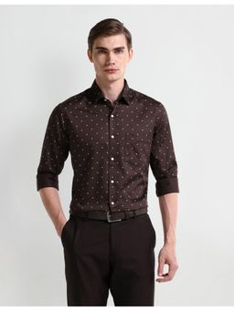 Arrow - Geometric Brown Full Sleeves Collar Neck Shirt