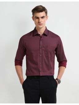 Arrow - Printed Maroon Full Sleeves Collar Neck Shirt