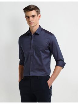 Arrow - Floral Blue Full Sleeves Collar Neck Shirt