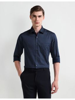 Arrow - Geometric Blue Full Sleeves Collar Neck Shirt