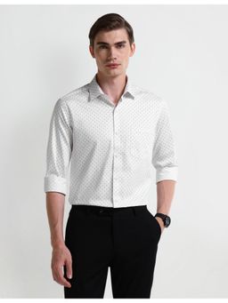 Arrow - Geometric White Full Sleeves Collar Neck Shirt