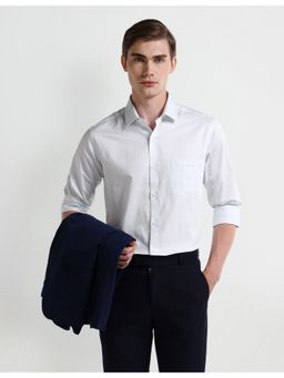 Arrow - Stripes White Full Sleeves Collar Neck Shirt