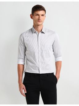 Arrow - Stripes Grey Full Sleeves Collar Neck Shirt