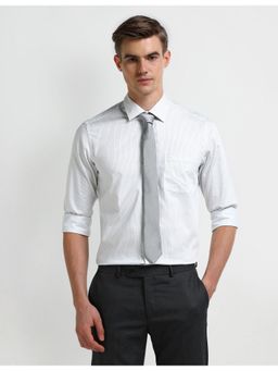 Arrow - Stripes White Full Sleeves Collar Neck Shirt