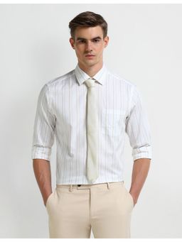 Arrow - Stripes Brown Full Sleeves Collar Neck Shirt