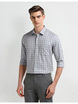 Arrow - Checks Grey Full Sleeves Collar Neck Shirt