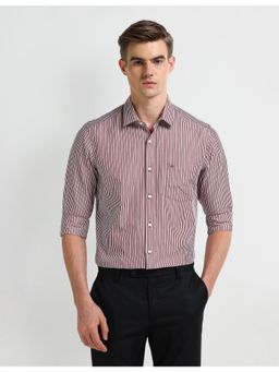 Arrow - Stripes Red Full Sleeves Collar Neck Shirt