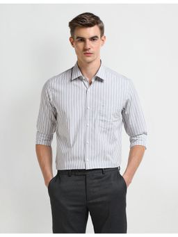 Arrow - Stripes Grey Full Sleeves Collar Neck Shirt