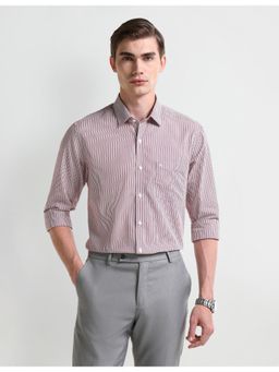 Arrow - Stripes Red Full Sleeves Collar Neck Shirt