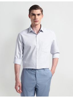 Arrow - Self Design Grey Full Sleeves Collar Neck Shirt