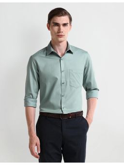 Arrow - Self Design Green Full Sleeves Collar Neck Shirt