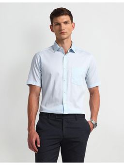 Arrow - Geometric Blue Half Sleeves Collar Neck Shirt