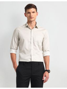 Arrow - Geometric Beige Full Sleeves Collar Neck Shirt