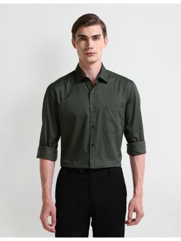 Arrow - Printed Green Full Sleeves Collar Neck Shirt