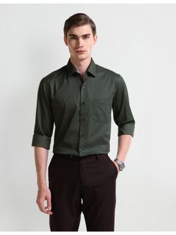 Arrow - Printed Green Full Sleeves Collar Neck Shirt