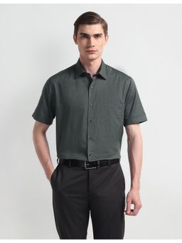 Arrow - Printed Green Half Sleeves Collar Neck Shirt