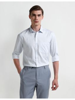 Arrow - Geometric Blue Full Sleeves Collar Neck Shirt