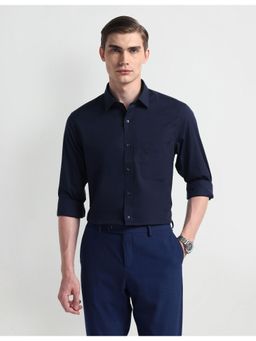 Arrow - Solid Plain Blue Full Sleeves Collar Neck Shirt