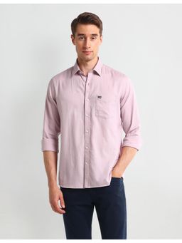 Arrow - Solid Plain Pink Full Sleeves Collar Neck Shirt