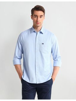 Arrow - Solid Plain Blue Full Sleeves Collar Neck Shirt