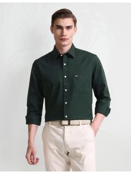 Arrow - Solid Green Full Sleeves Collar Neck Shirt