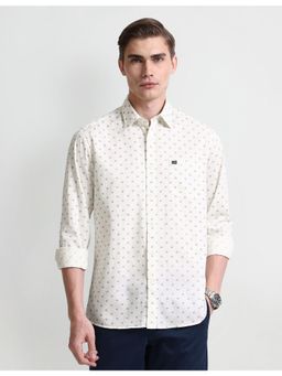 Arrow - Geometric White Full Sleeves Collar Neck Shirt