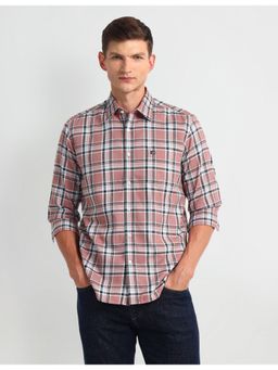 Arrow - Checks Pink Full Sleeves Collar Neck Shirt
