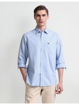 Arrow - Stripes Blue Full Sleeves Collar Neck Shirt