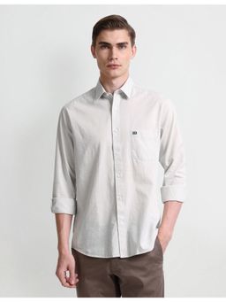 Arrow - Solid Plain Green Full Sleeves Collar Neck Shirt