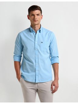 Arrow - Solid Plain Blue Full Sleeves Collar Neck Shirt