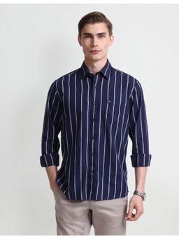 Arrow - Stripes Blue Full Sleeves Collar Neck Shirt