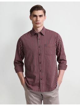 Arrow - Stripes Red Full Sleeves Collar Neck Shirt