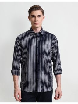 Arrow - Stripes Blue Full Sleeves Collar Neck Shirt