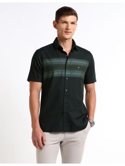 Arrow - Stripes Green Half Sleeves Collar Neck Shirt