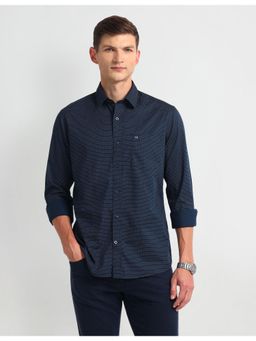 Arrow - Stripes Blue Full Sleeves Collar Neck Shirt